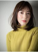斜めバング毛先パーマワンカールAラインボブディu越谷30代40代