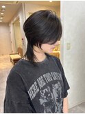 黒髪ミディアムクラゲウルフ前髪なし【広島/本通】
