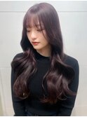 ラベンダーカラー 髪質改善カラー 韓国風レイヤー ゆる巻き