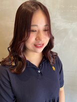 ベルベットヘア 千早店(Velvet hair)&nbsp;髪質改善カラーレッド×重めセミロング【みつ】