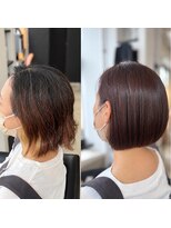カットカットカットヴェンティ(Cut!Cut!Cut!VENTI)&nbsp;白髪を生かすレッドブラウンのツヤボブ