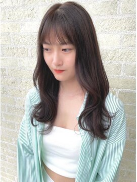 トップヘアーラウンジ 知立(TOP HAIR Lounge) 韓国っぽ大きめウェーブ巻き/前髪パーマ/アッシュブラック