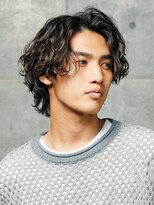 フィフス 天神大名(fifth)&nbsp;福岡サーフカールパーマ黒髪メンズセンターパート波巻きパーマ