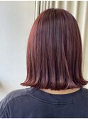 結べる切りっぱなしボブ/ブリーチなしで高発色カシスピンク