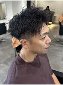 メンズアップバングツイストパーマツイストスパイラルパーマ
