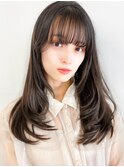 レイヤーロング20代30代40代大人可愛い毛先ワンカール後れ毛