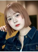 切りっぱなしボブ フェイスレイヤー ミルクティーベージュ