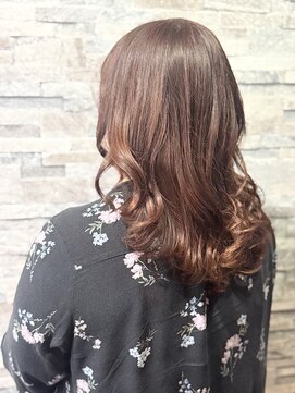 レッドラベンダー×ハイライト 前上がりロング