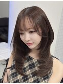 韓国ロングレイヤーカット顔周りシールエクステ春ハッシュカット