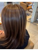 40代白髪ぼかしハイライトミルクブラウン
