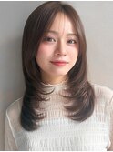 デザインカラー似合わせカットモテ髪グレージュうるツヤ前髪F