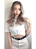 センターパート×バングカラー×エアタッチバレイヤージュ