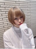 ミニウルフ/くすみブルー/流れるレイヤー/インナーハイライト