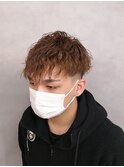 ツイストパーマツーブロックマッシュブラウンカラー【新大阪】