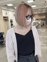 イェッカ パビル(YECCA pabil)&nbsp;ホワイトベージュ×オレンジ×メッシュカラー（ブリーチ2回）