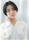 センターパートアッシュブラックショートボブo小山20代30代40代