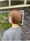 ミルクティーカラー+丸みボブ