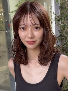 メゾンアクア 表参道(Maison ACQUA) 小顔ミディアムパーマボブルフワンレンネビージュボブパーマ黒髪