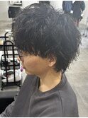 メンズマッシュウルフ前上がりウルフパーマツイストパーマ