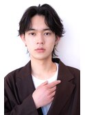 アッシュブラックマッシュパーマ刈り上げツーブロック