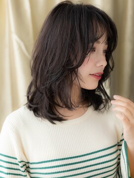 カバーヘア ブリス 上尾西口店(COVER HAIR bliss) ウェットヘア黒髪くせ毛風エアリーミディアムA1上尾30代40代