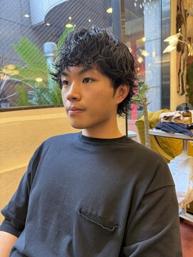 ランプ 代官山(the lamp) ニュアンスパーマメンズマッシュ マッシュショート黒髪ショート