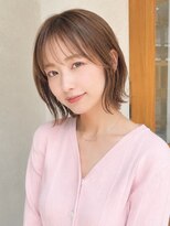 ノア(NOA)&nbsp;【NOA】韓国風くびれボブベージュ切りっぱなしシースルーバング