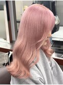 ピンクダブルカラーミルクティーベージュロングレイヤー