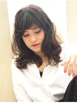 ヘアー カフェ コトノハ(hair cafe kotonoha) 【コトノハ】大人ガーリー　抜け感くびれセミディウェーブパーマ