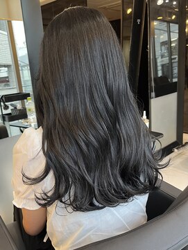 ▲ブリーチなしオリーブグレージュ艶カラー暗髪ブルージュ