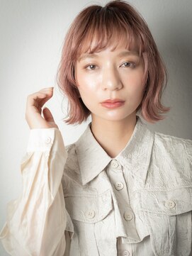 カバーヘア ブリス 北浦和(COVER HAIR bliss) ミルクティーピンクハイライト外ハネボブウルフw北浦和10代20代