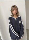 30代/40代/50代/ハイトーン切りっぱなしボブダブルカラー