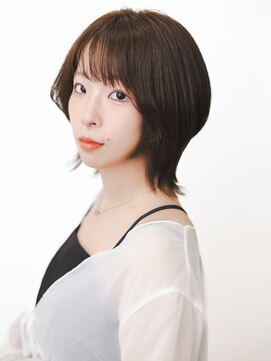 ムクヘアー(muk hair) レイヤーウルフショート×セピアブラウン