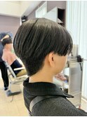 メンズカット　センター分け　マレットヘア