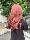 セミロング×ペールピンク