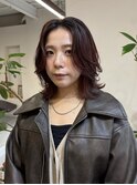 韓国風大人レイヤー/レイヤーボブ/ワインレッド