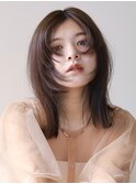 切りっぱなしボブ/黒髪/ココアベージュ/フェイスレイヤー/25