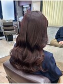 赤みパープル×巻き髪