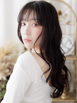 カバーヘア ブリス 北浦和(COVER HAIR bliss) 斜めバング黒髪ローライトカラーウェットヘアa北浦和20代30代