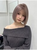 ハッシュカットグレージュデザインカラーツートンカラー