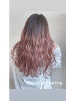 クロシェットヘアデザイン ピンクベージュグラデーションカラー