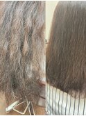 ハイダメージヘアを自然なストレートに