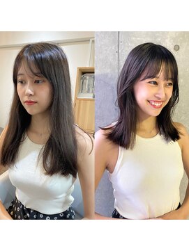 アトリエサニーデイ(atelier SUNNY DAY) セミロング/顔まわり/前髪カット/レイヤーカット/グレージュ