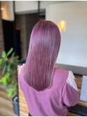 うねり知らず うる艶髪質改善ケア ピンクパープル系ハイトーン
