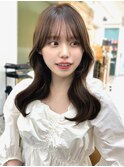 20代30代40代◎前髪パーマ韓国風巻きくすみベージュお団子ヘア