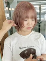 ヒビヲ 天神警固(HIBIO)&nbsp;レイヤーボブミニボブケアブリーチピンクベージュダブルカラー