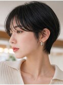 小顔大人ショート×シースルーバング｜襟足すっきりショート