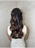 ハーフツイン/ハーフアップ/リボン/パール/ヨシン/ヘアセット