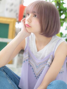 カバーヘア ブリス 戸田公園西口店(COVER HAIR bliss) ツヤ髪ラベンダーカラー前下がりボブa戸田公園10代20代30代