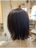 【大人可愛い】切りっぱなしボブ ぱつっとボブ 白髪染め